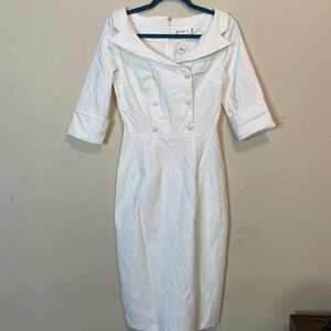 White vintage style pinup cocktail dress 50s 60s